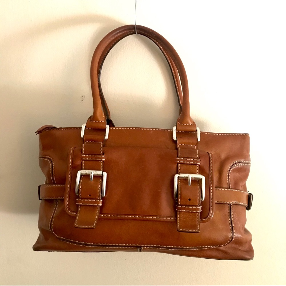 Top handle handbag tanned leather